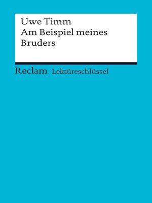 cover image of Lektüreschlüssel. Uwe Timm